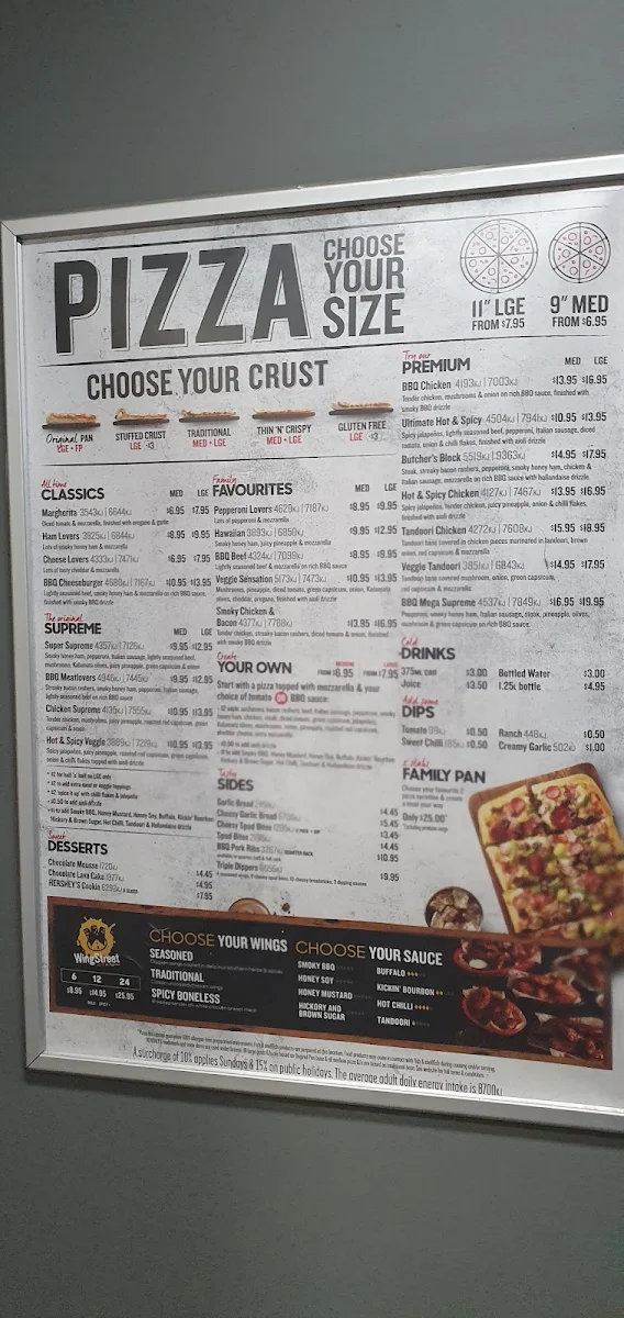 Menu, Pizza Hut Werribee