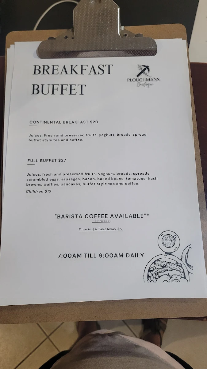 Menu, Ploughman's on Aragon