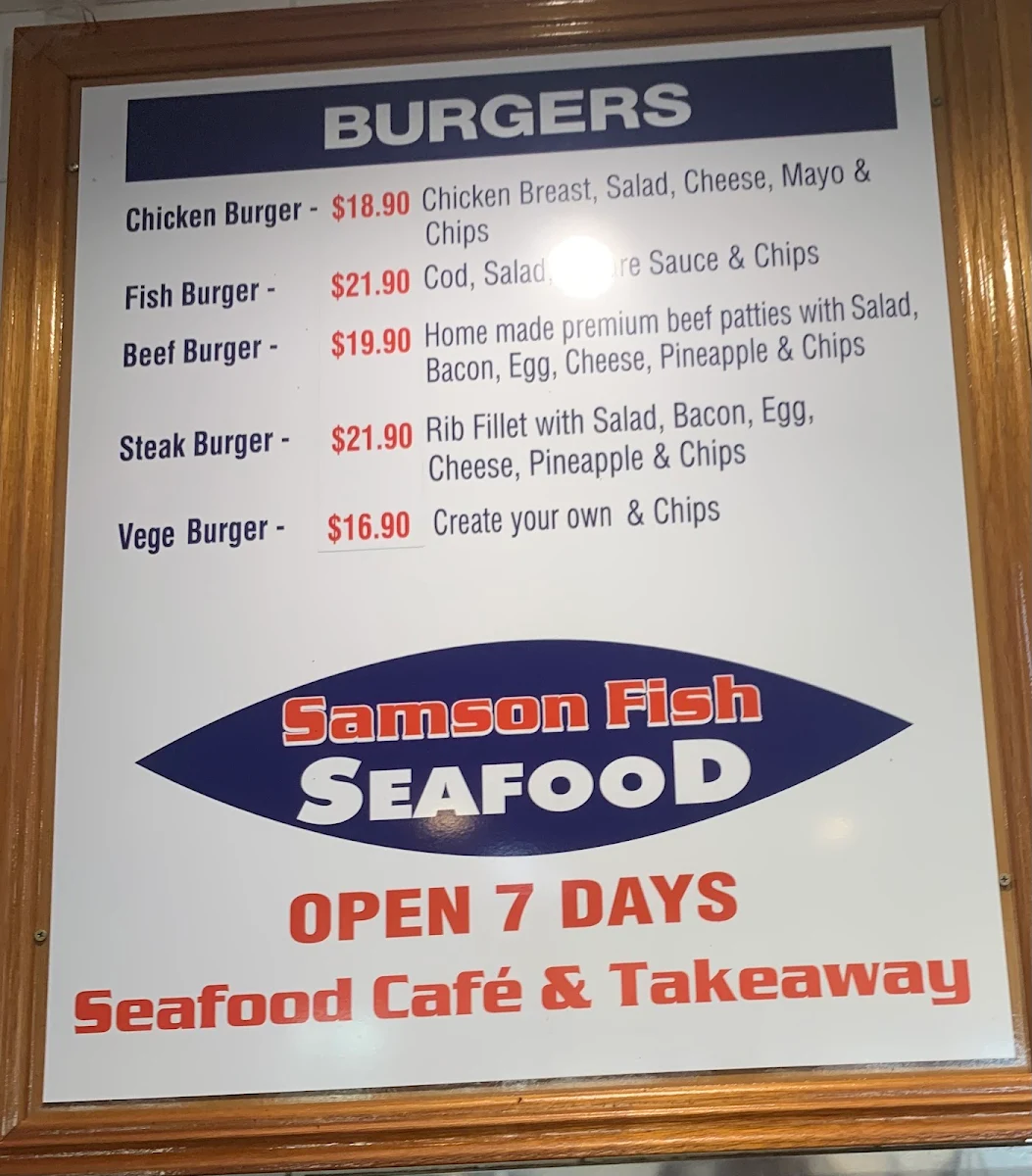 Menu, Samson Fish Seafood