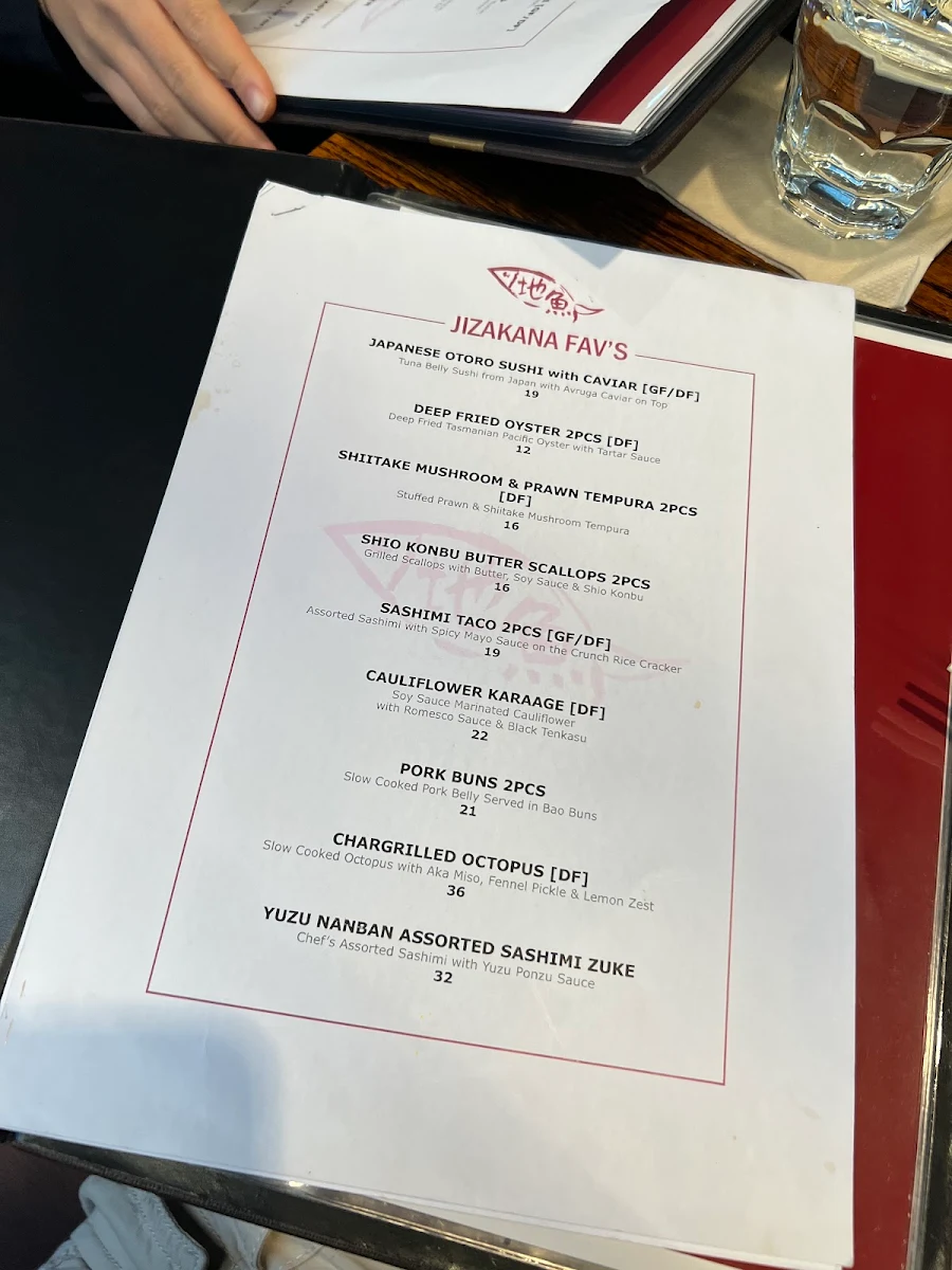 Menu, Jizakana