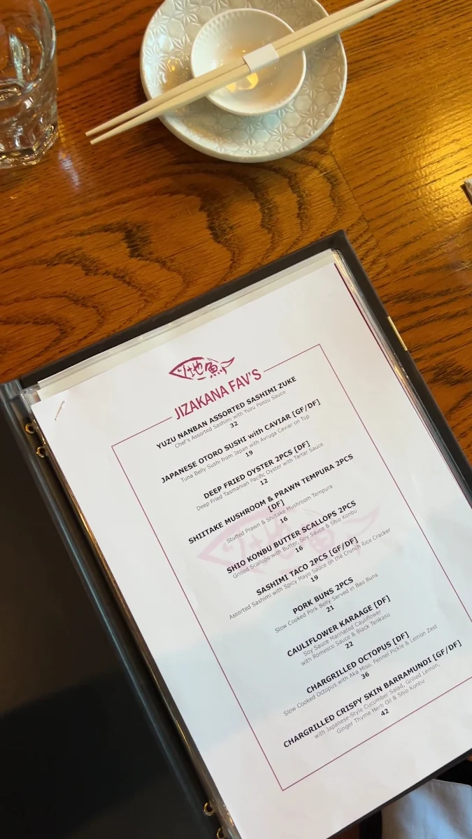 Menu, Jizakana