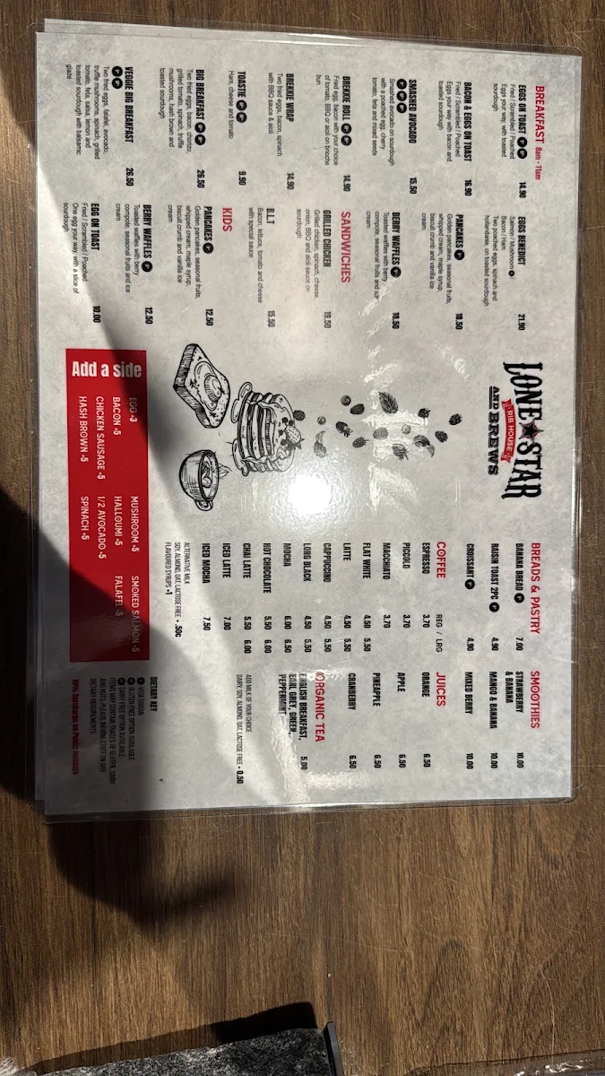 Menu, Lone Star Rib House & Brews Munno Para