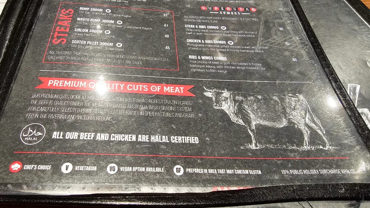 Menu, Lone Star Rib House & Brews Munno Para
