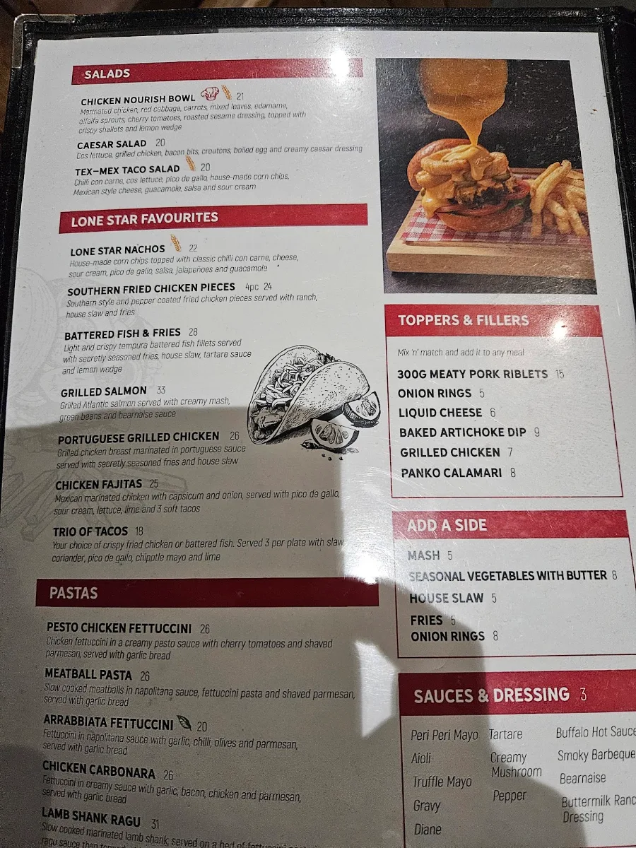 Menu, Lone Star Rib House & Brews Munno Para