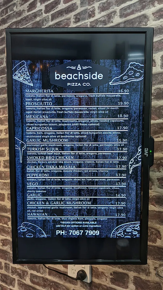 Menu, Beachside Pizza Co