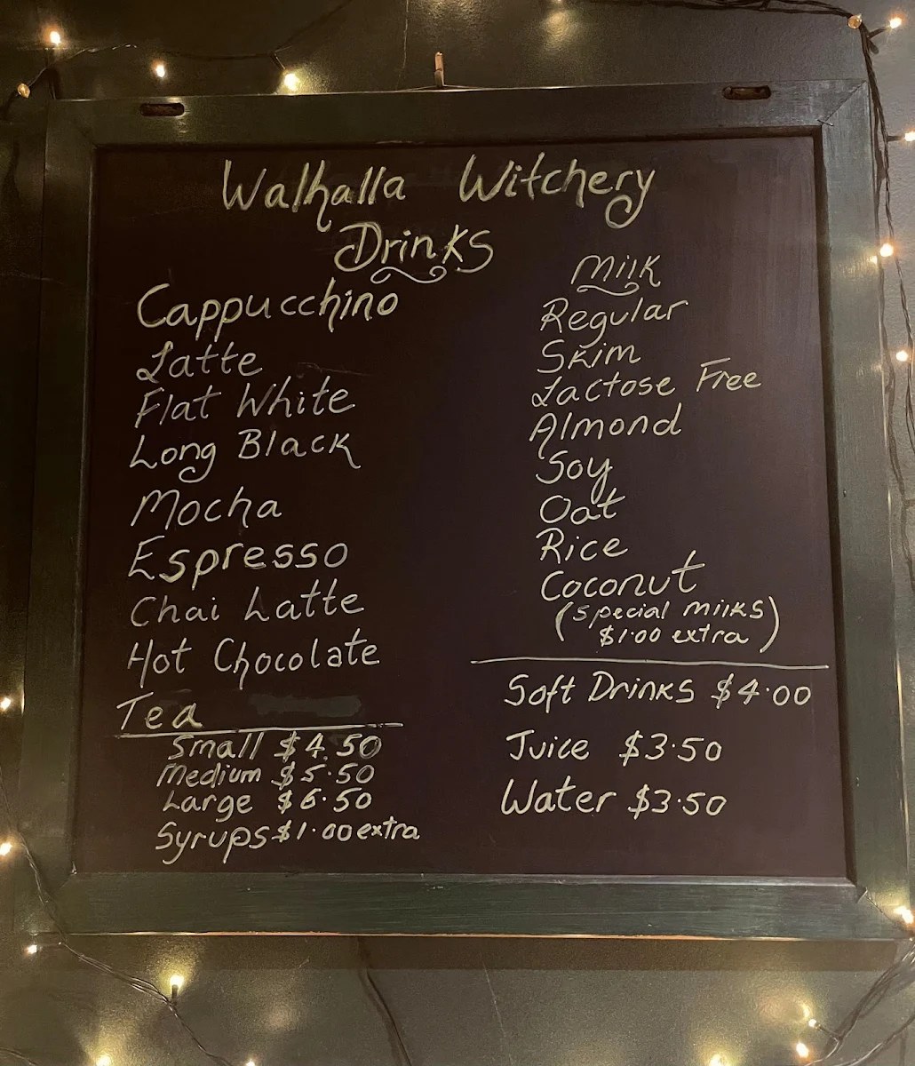 Menu, Walhalla Witchery Cafe & Magical Wares