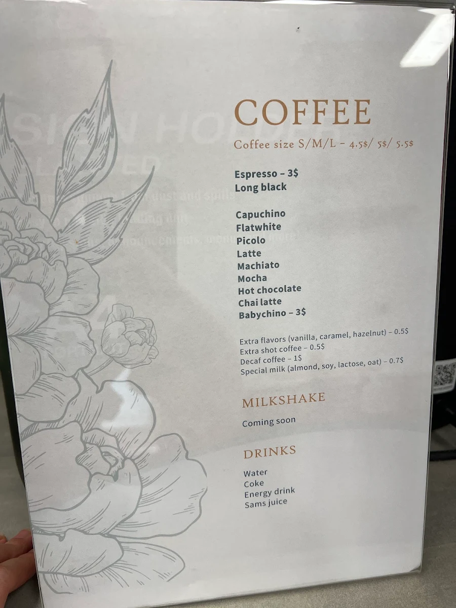 Menu, Hooper Coffee House
