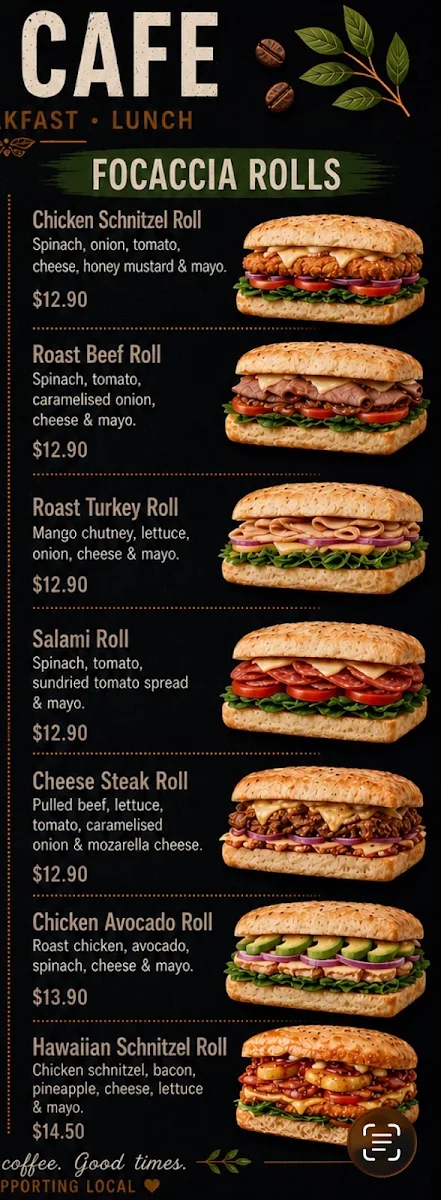 Menu, Arvo Café