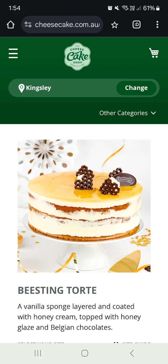 Menu, The Cheesecake Shop Kingsley
