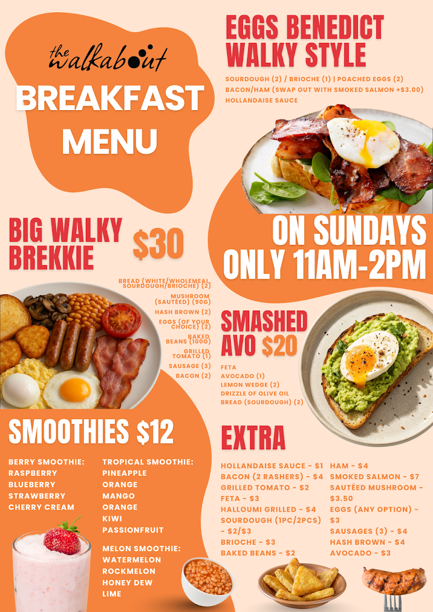 Menu, The Walkabout Hotel