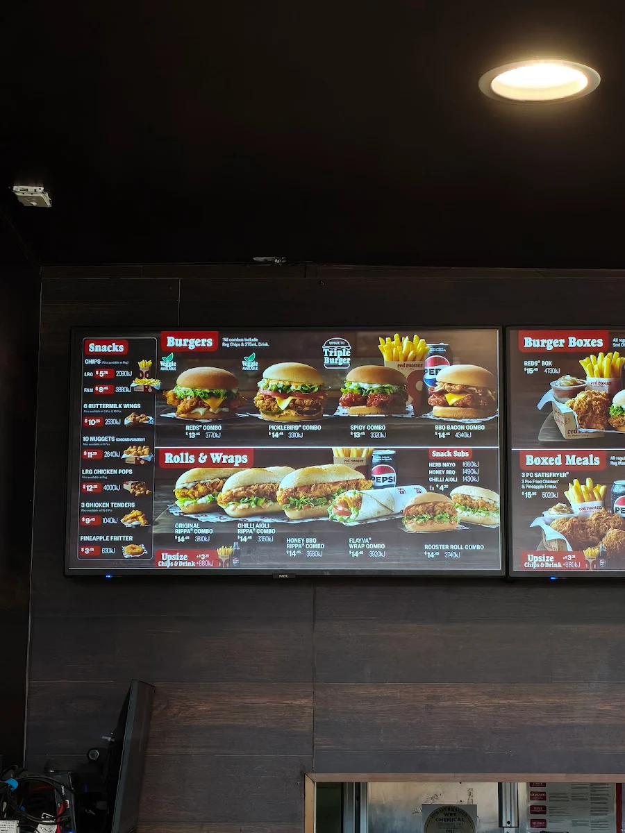Menu, Red Rooster Esperance