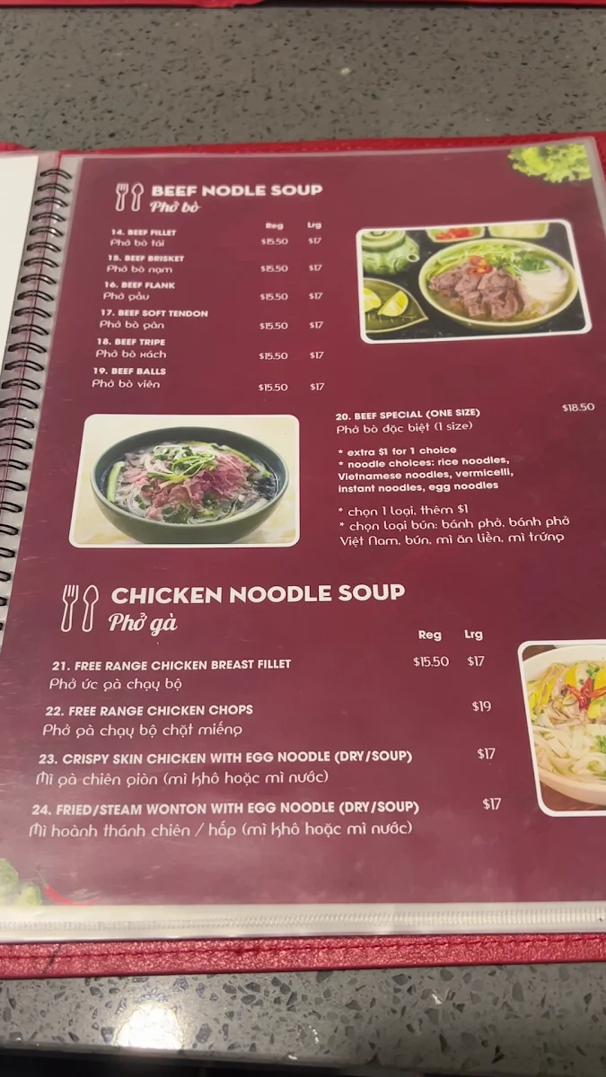 Menu, Pho Mom
