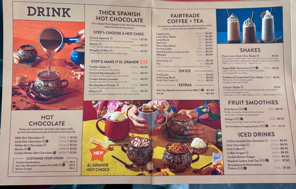 Menu, San Churro Carousel