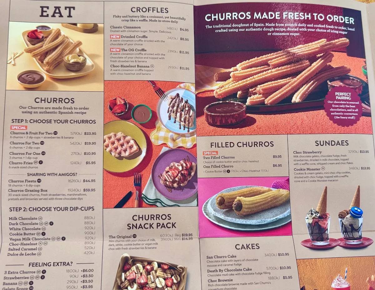 Menu, San Churro Carousel