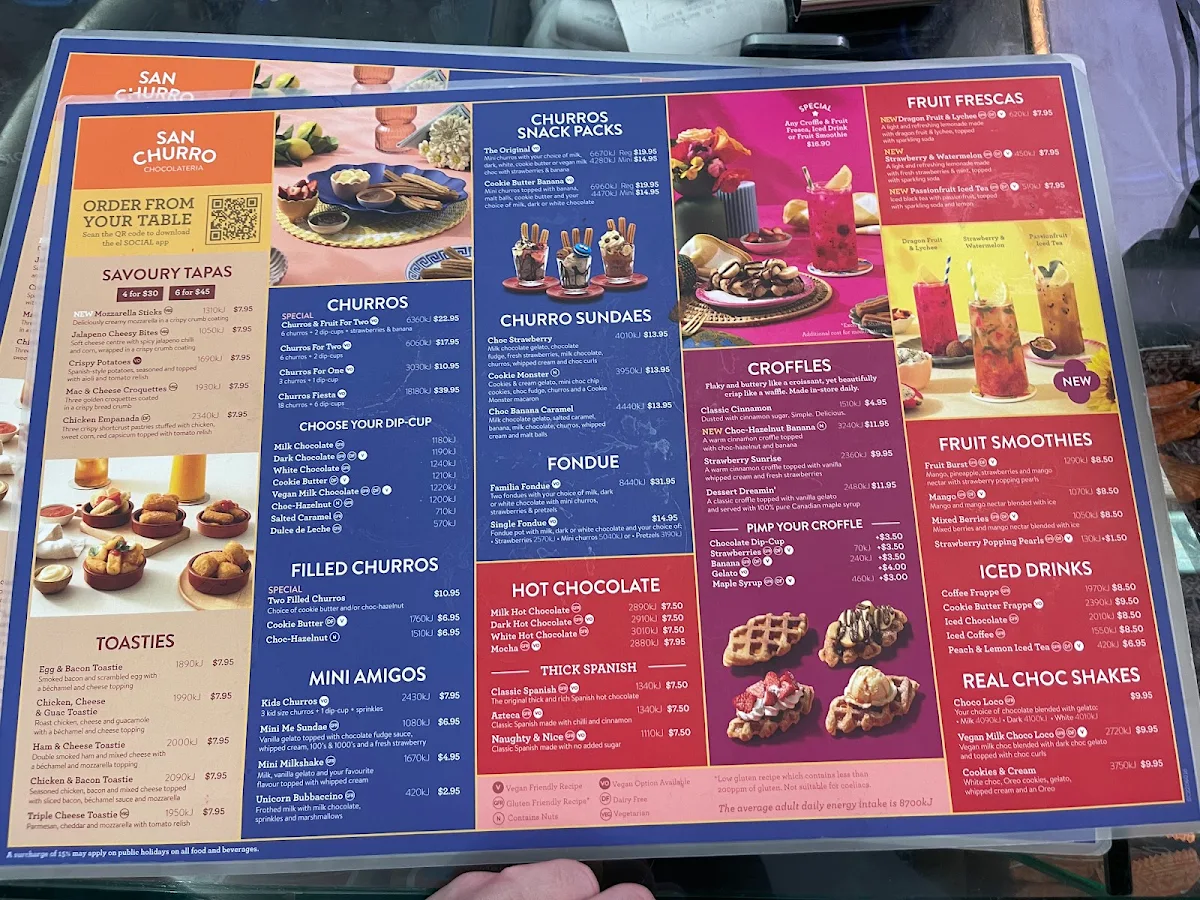 Menu, San Churro Carousel