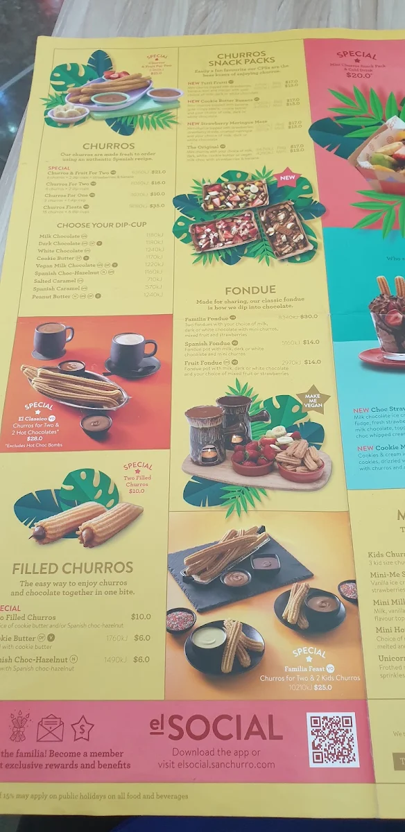 Menu, San Churro Carousel