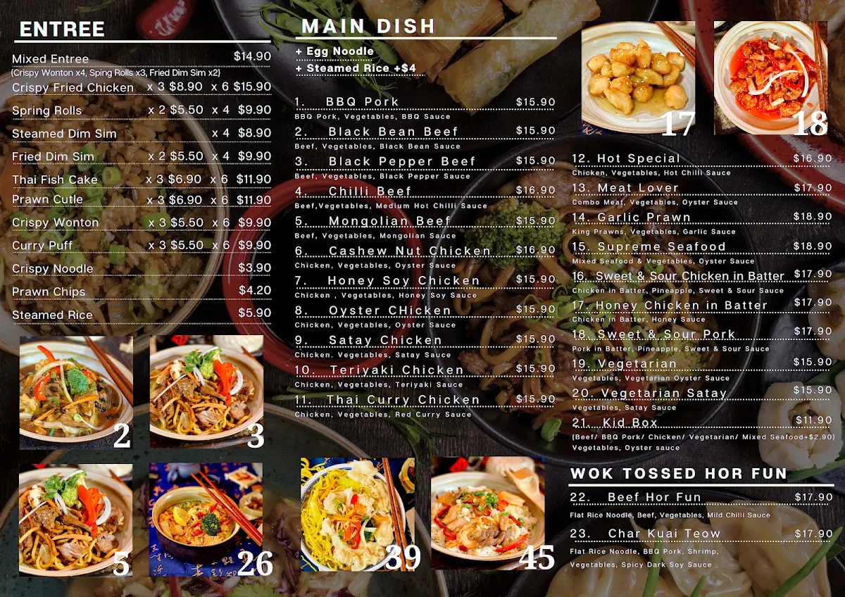 Menu, Noodle & Rice Andergrove Chinese Cuisine
