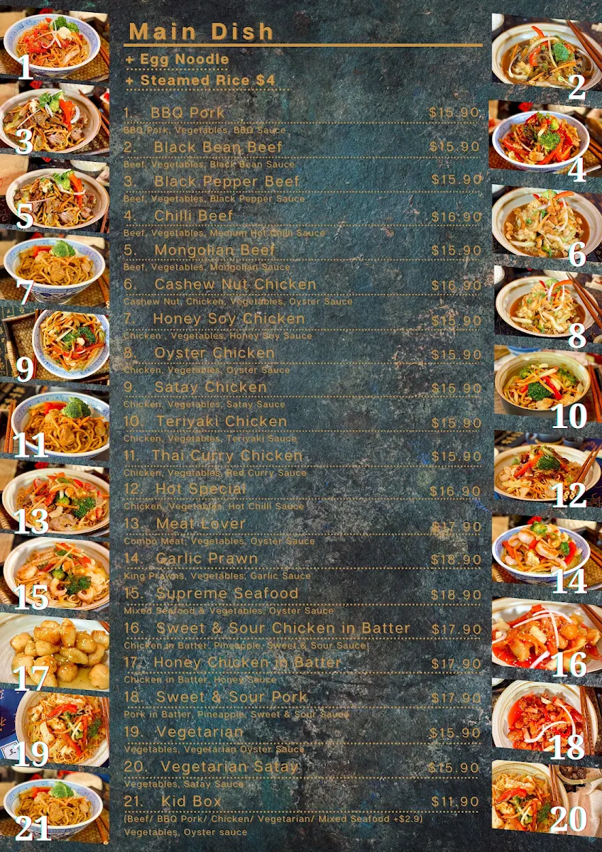 Menu, Noodle & Rice Andergrove Chinese Cuisine
