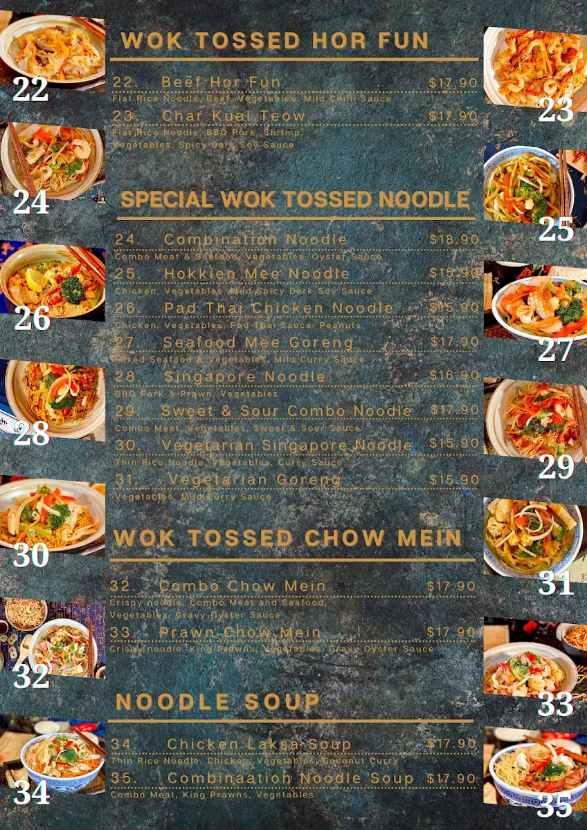 Menu, Noodle & Rice Andergrove Chinese Cuisine