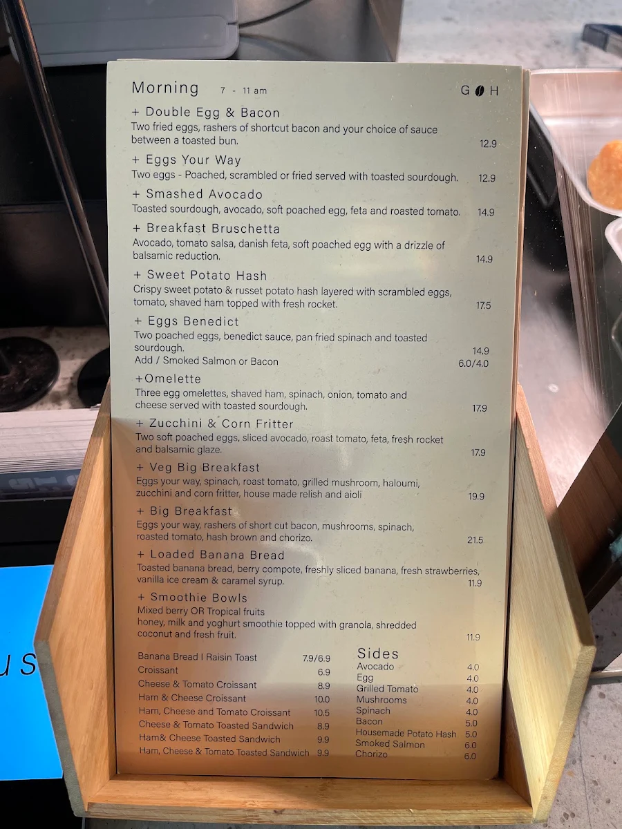 Menu, Ground House Cafe