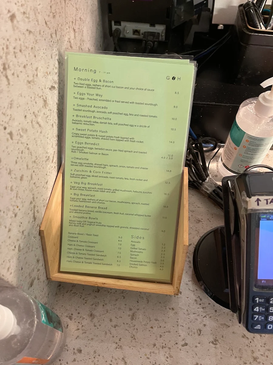 Menu, Ground House Cafe