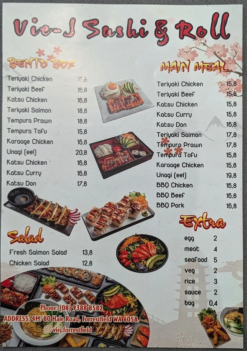 Menu, Vie-J Sushi & Roll