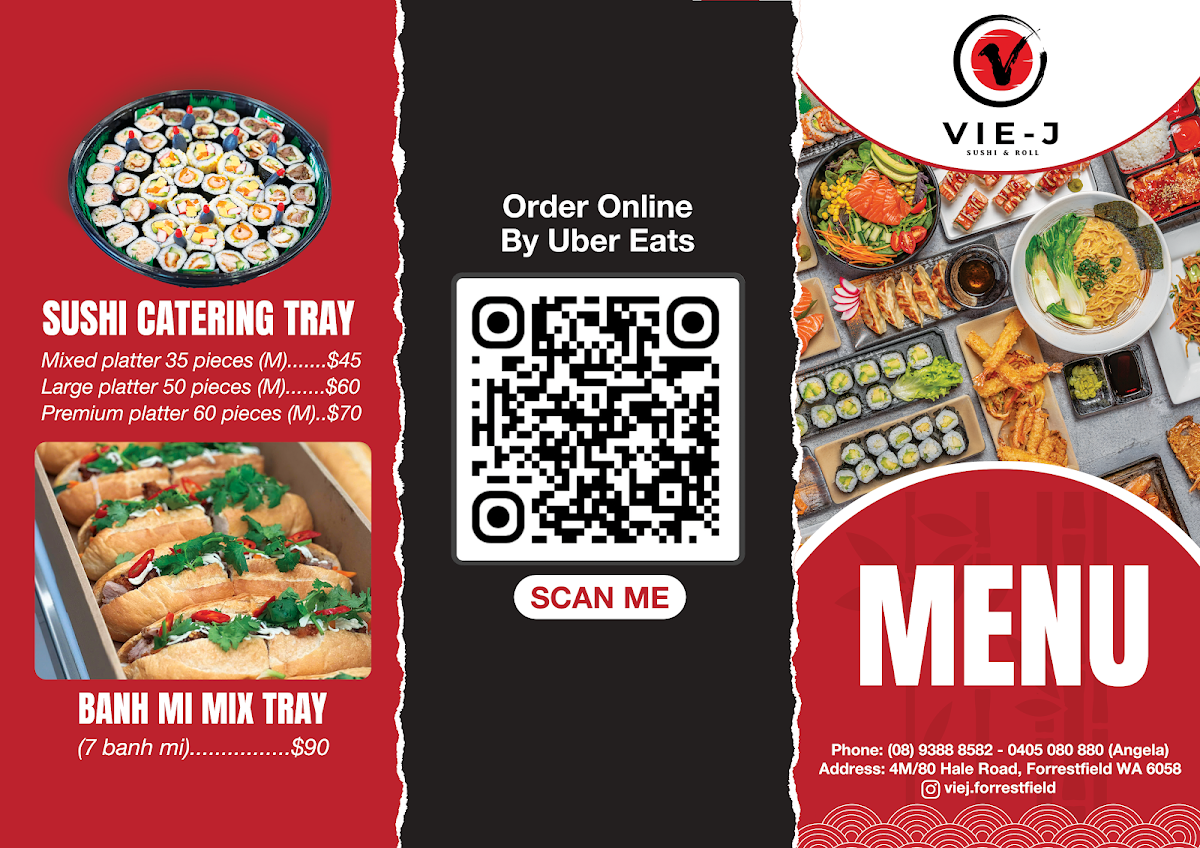 Menu, Vie-J Sushi & Roll