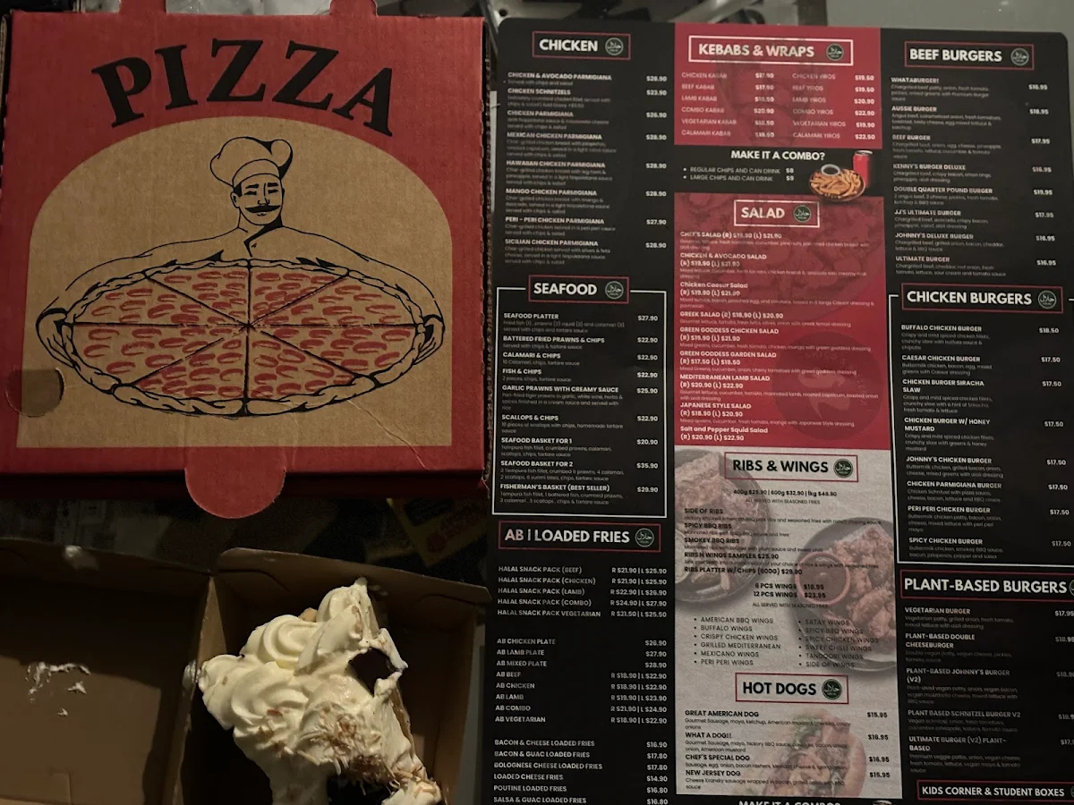 Menu, Amigo's Pizzeria Magill