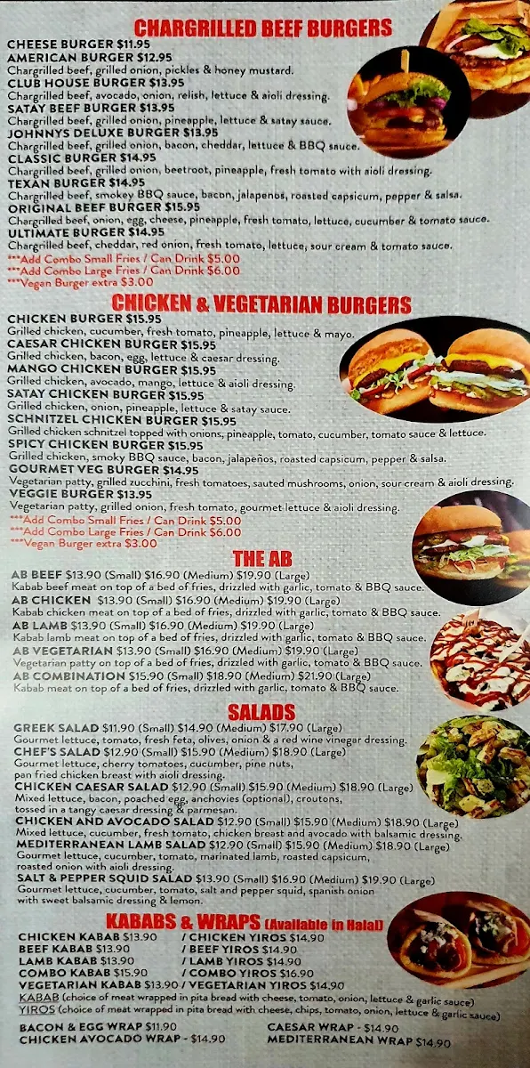 Menu, Amigo's Pizzeria Magill