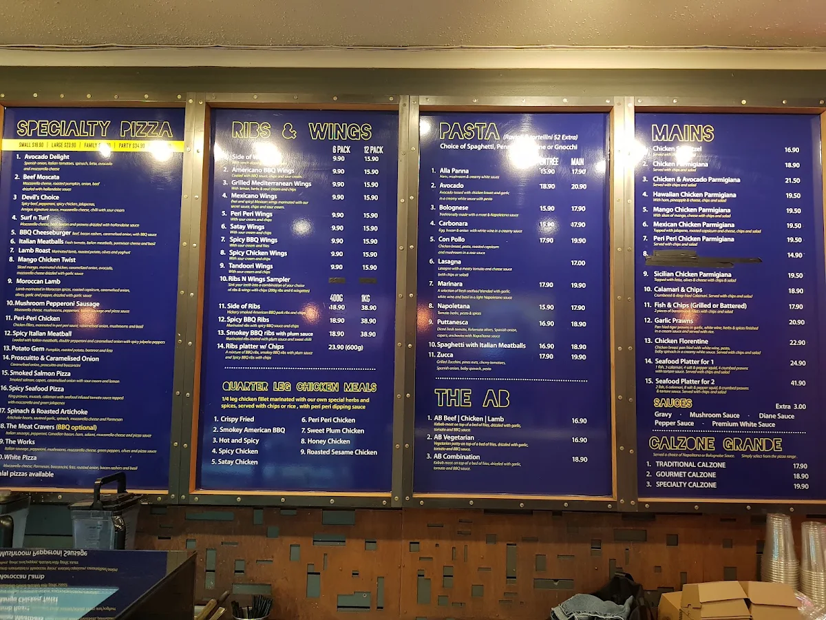 Menu, Amigo's Pizzeria Magill