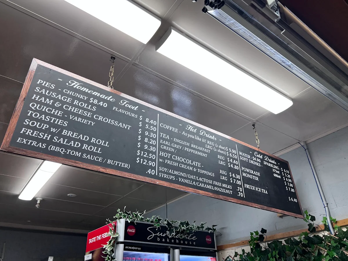 Menu, Sundance Bakery