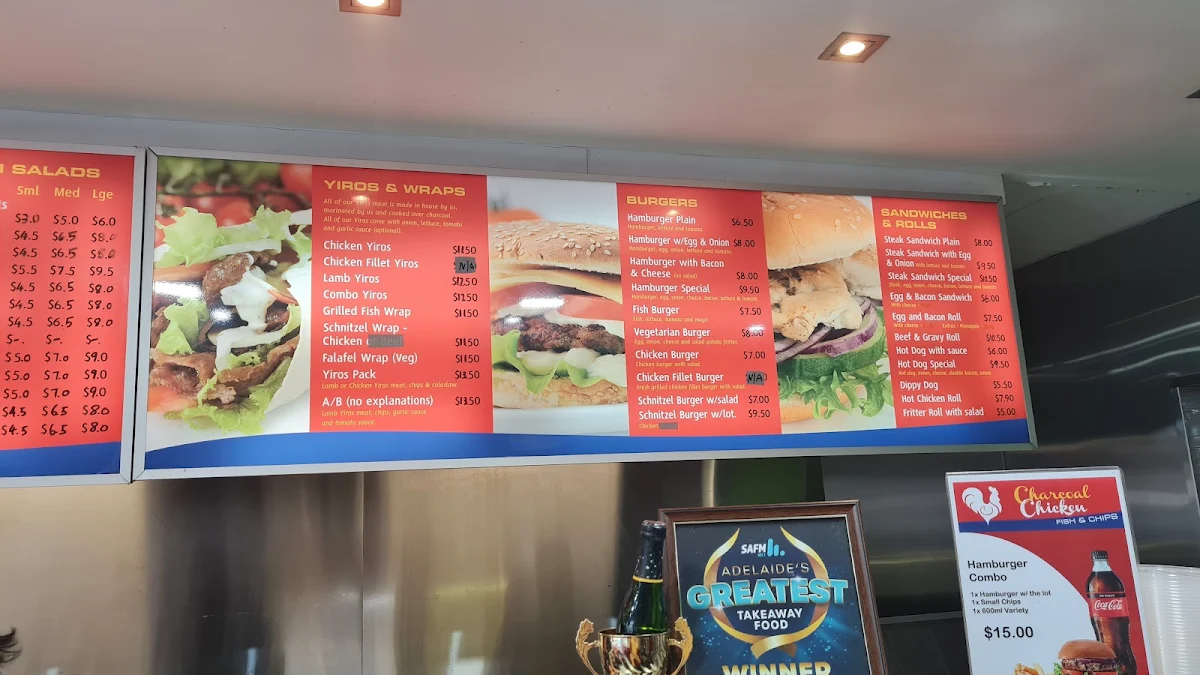 Menu, Charcoal Chicken - Greenacres