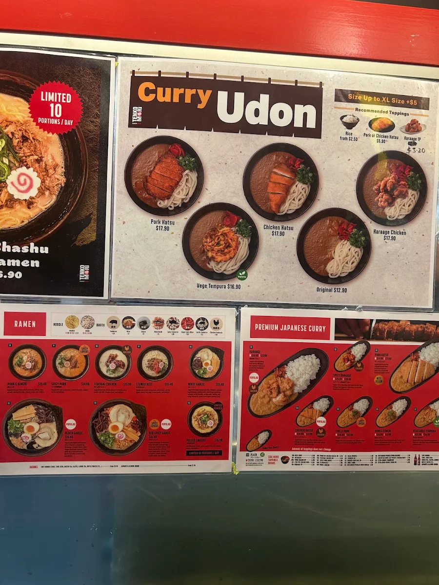 Menu, Tenkomori Ramen House Regent Place