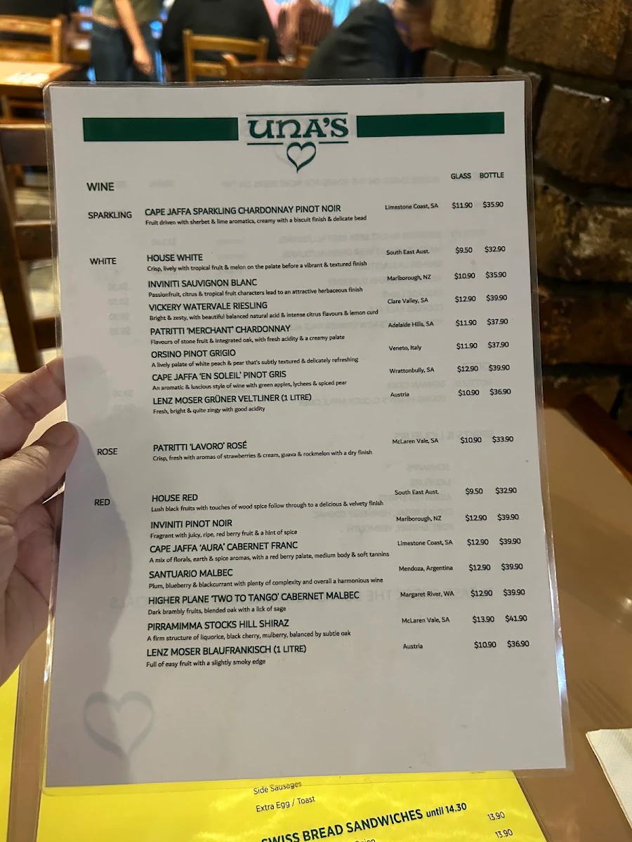 Menu, Una's