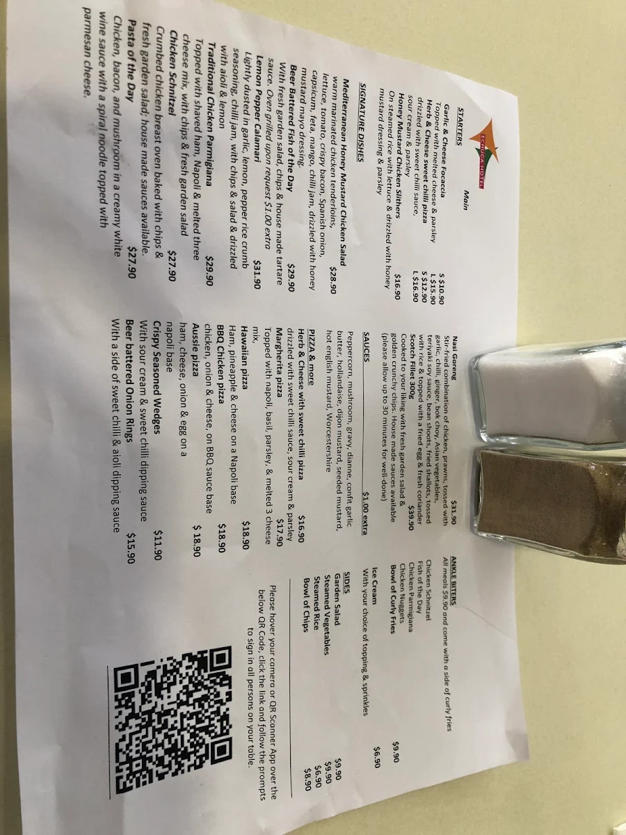 Menu, The Echuca Hotel