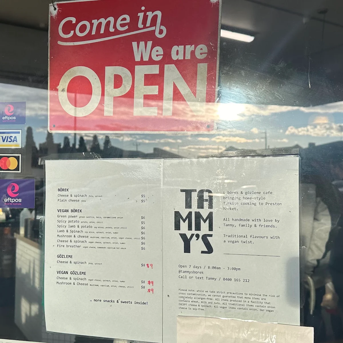 Menu, Tammy’s Borek