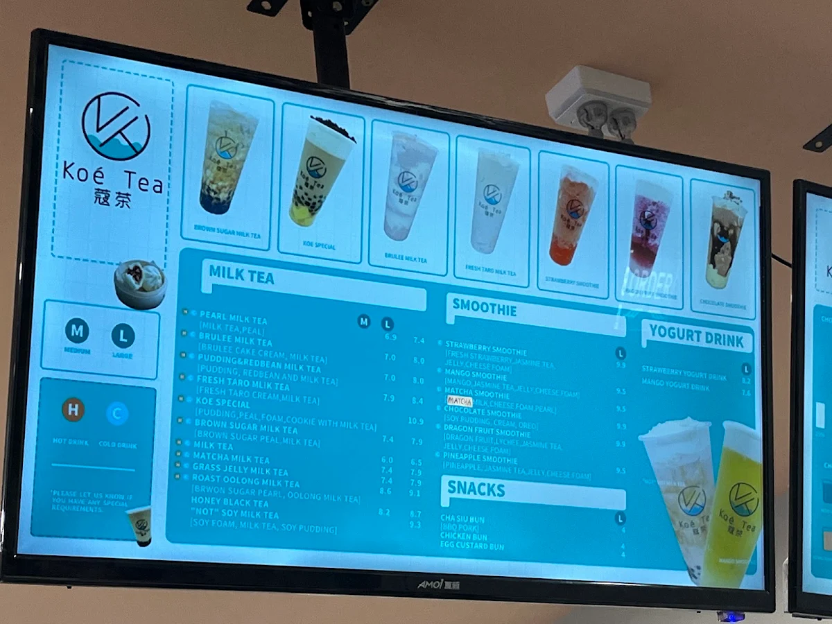 Menu, Koe tea Albury
