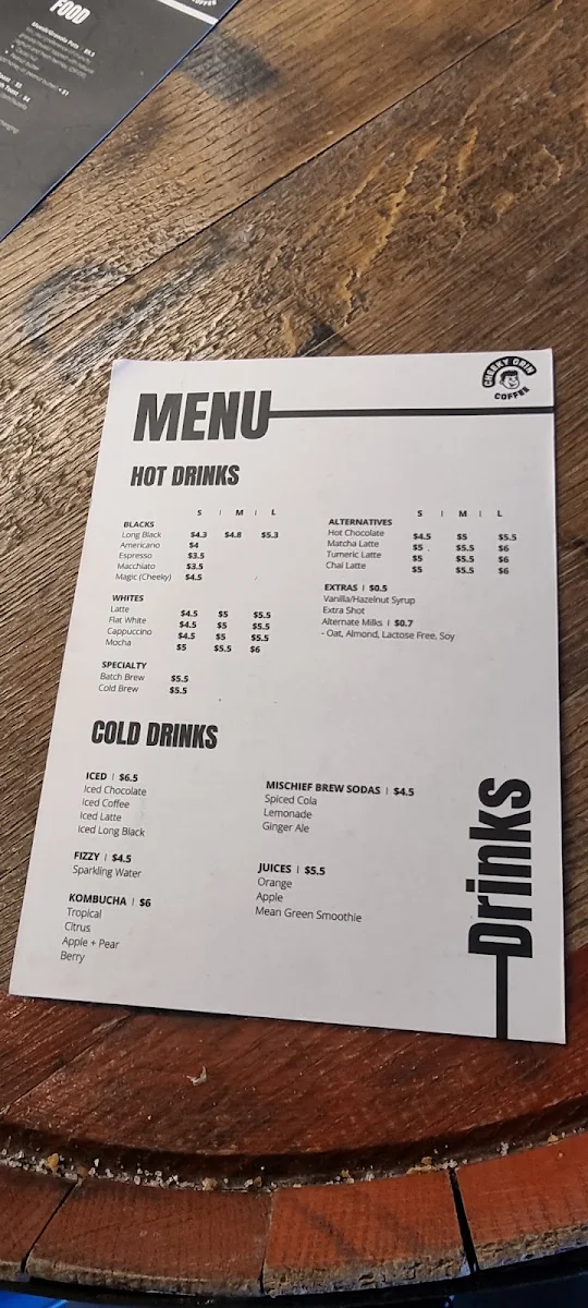 Menu, Cheeky Grin Coffee