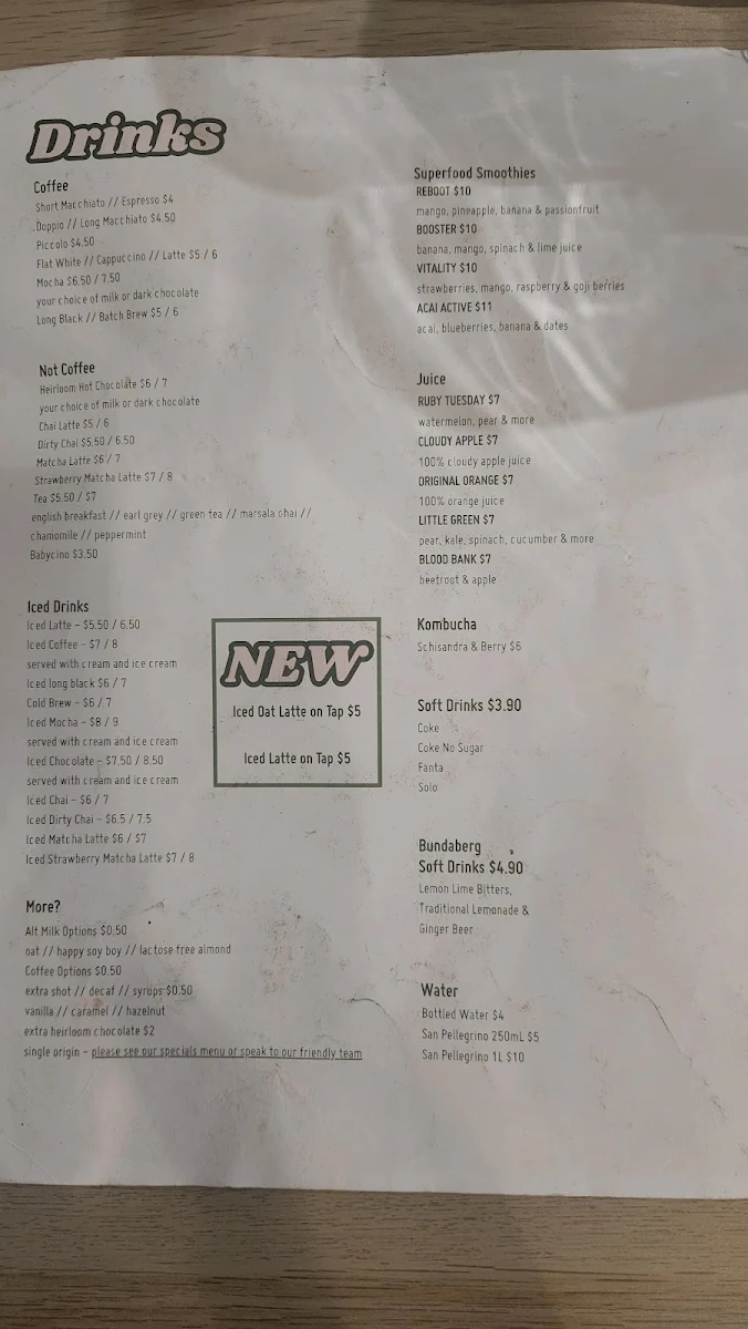Menu, Frankie and George