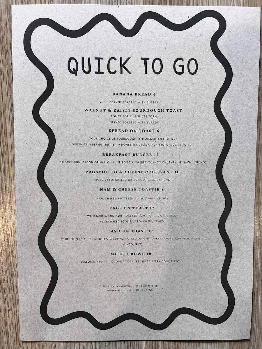 Menu, Frankie and George