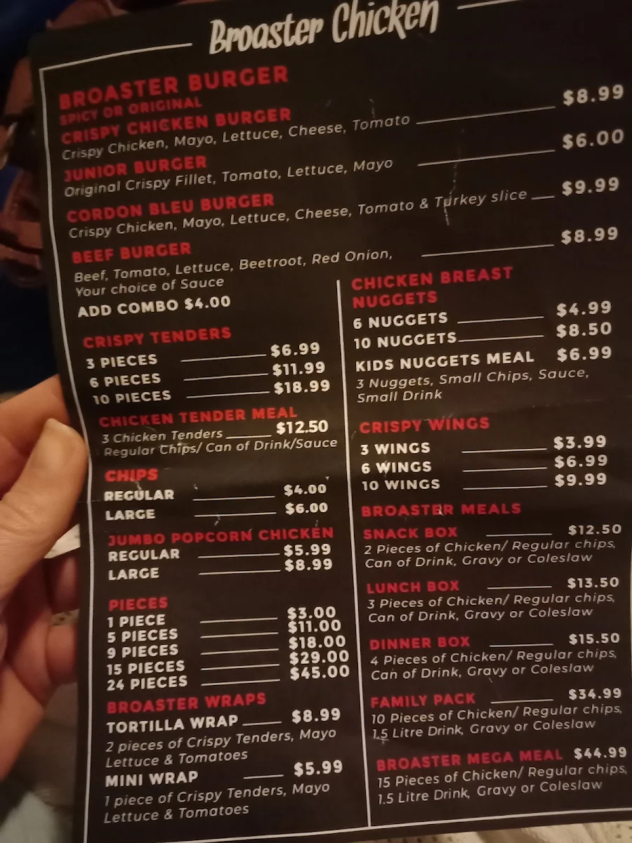 Menu, Broaster Chicken