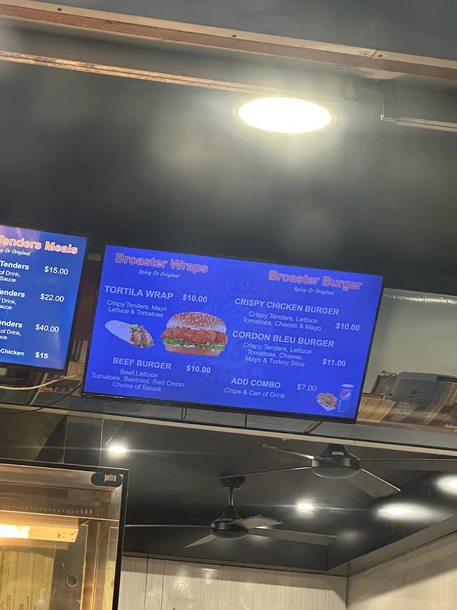 Menu, Broaster Chicken