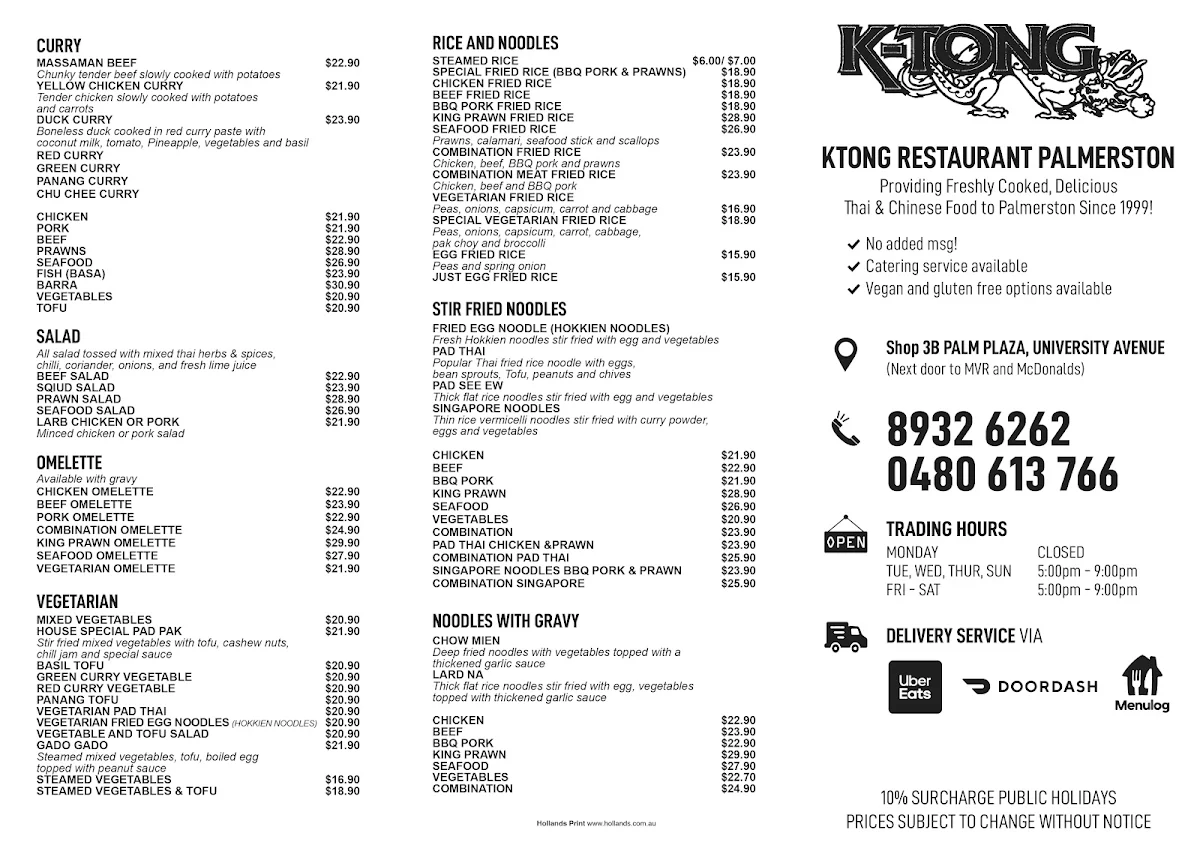 Menu, Ktong