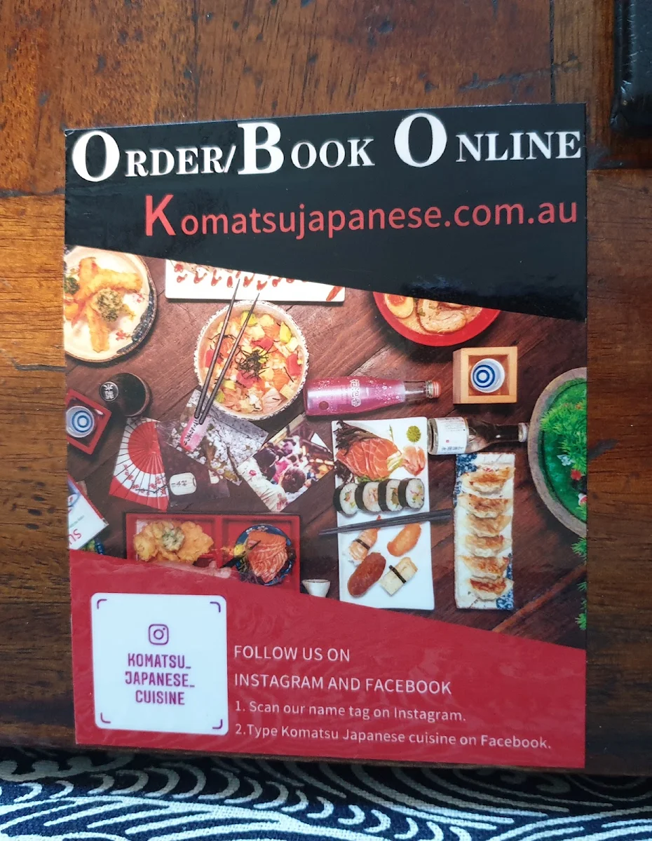 Menu, Komatsu Japanese Cuisine