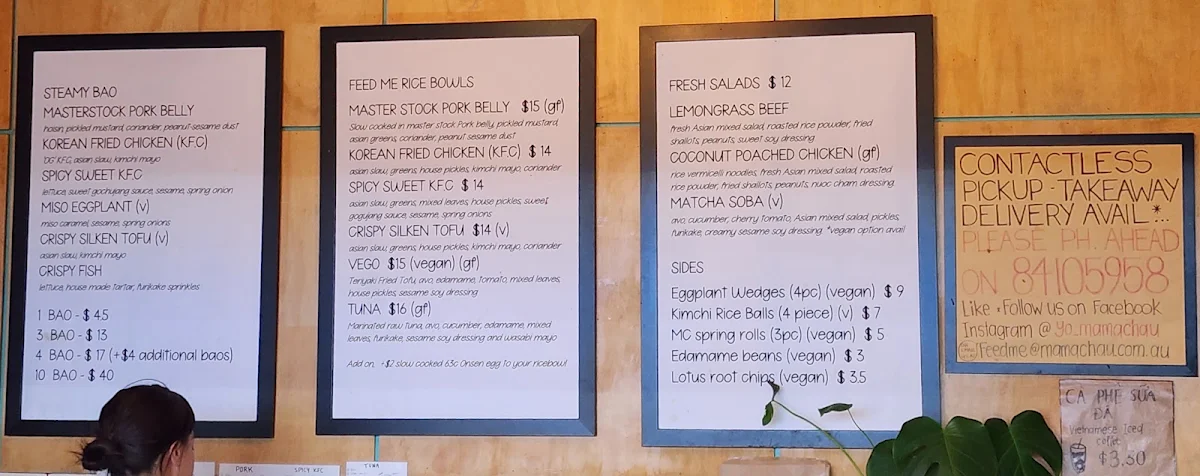 Menu, Mamachau
