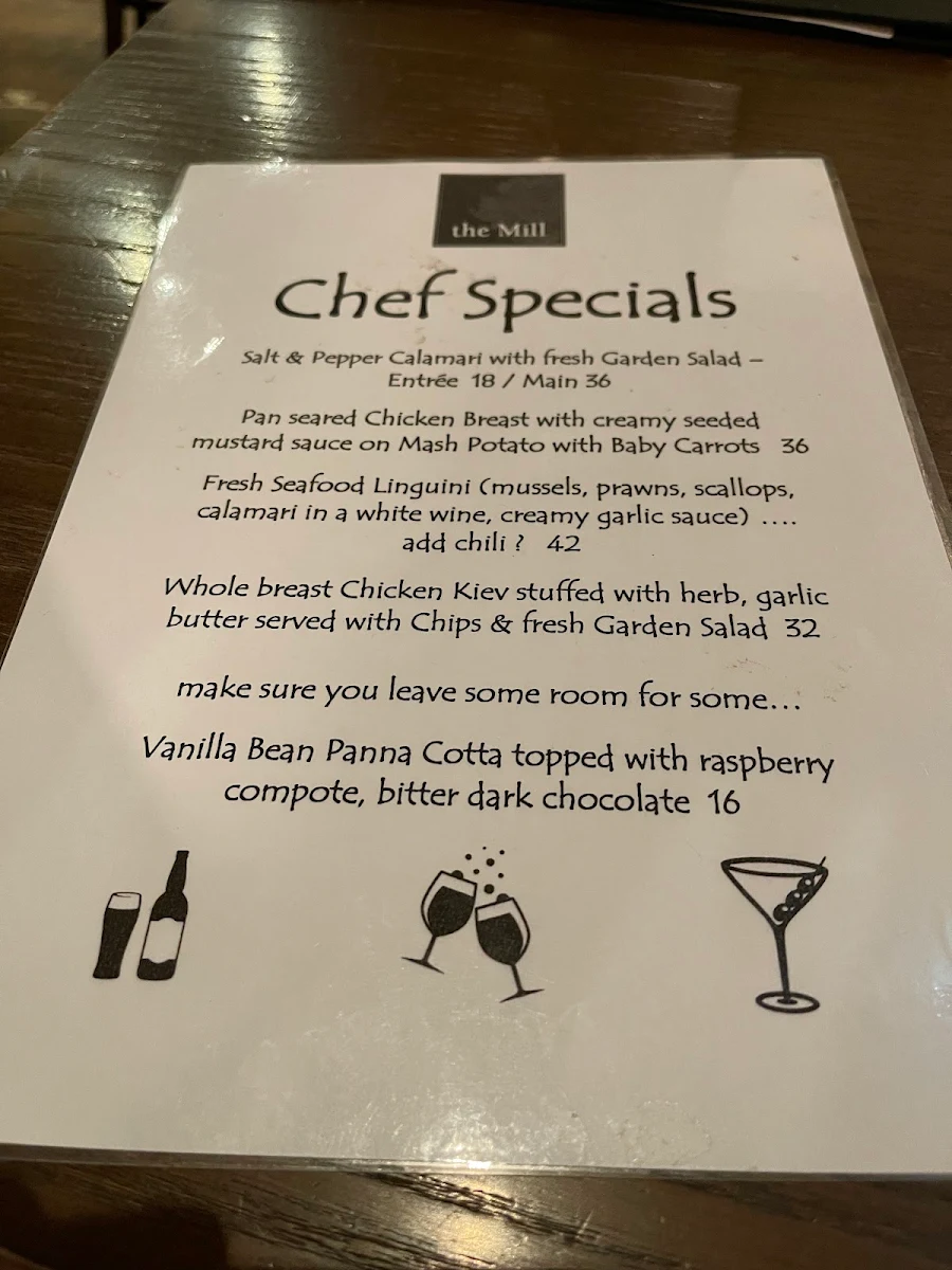 Menu, The Mill Restaurant