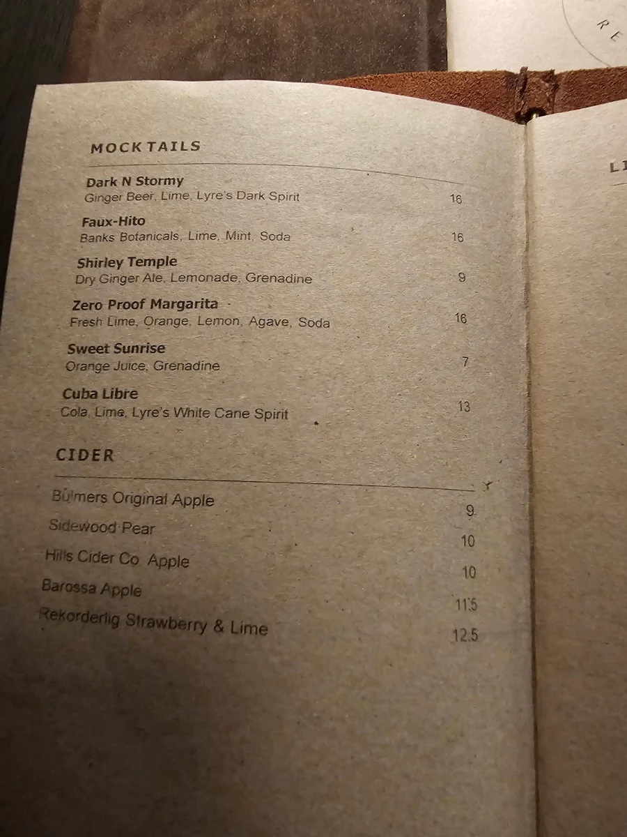 Menu, Presidential Restaurant & Bar