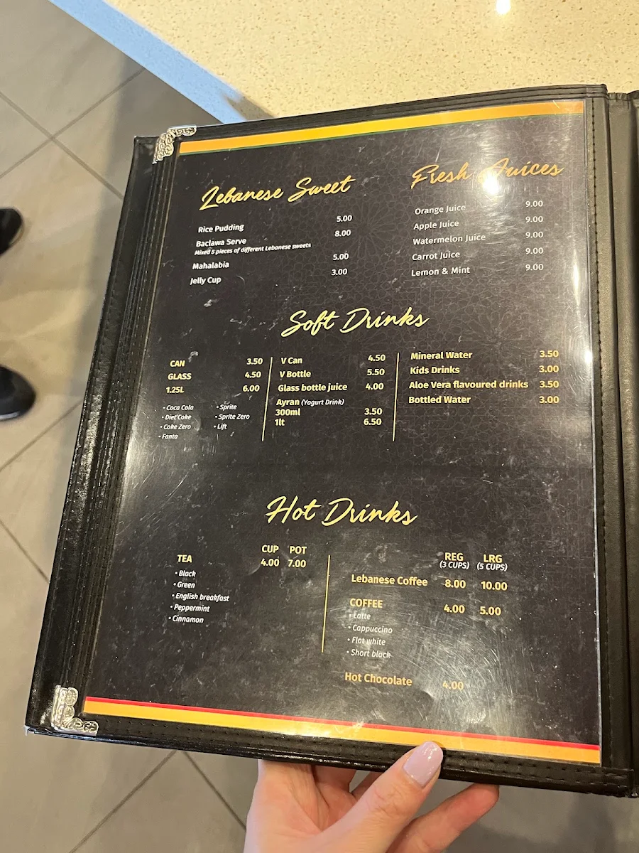 Menu, Tiba's Restaurant Roxburgh Park