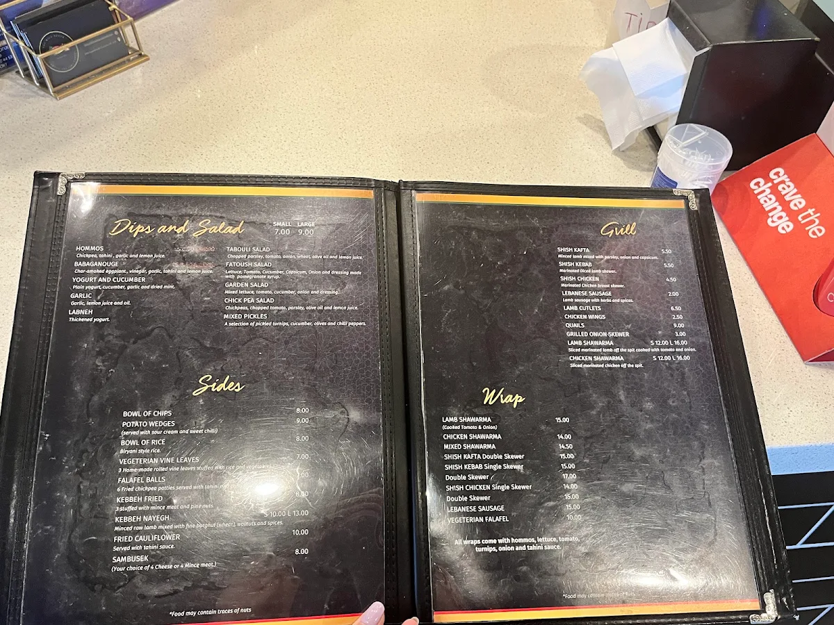 Menu, Tiba's Restaurant Roxburgh Park