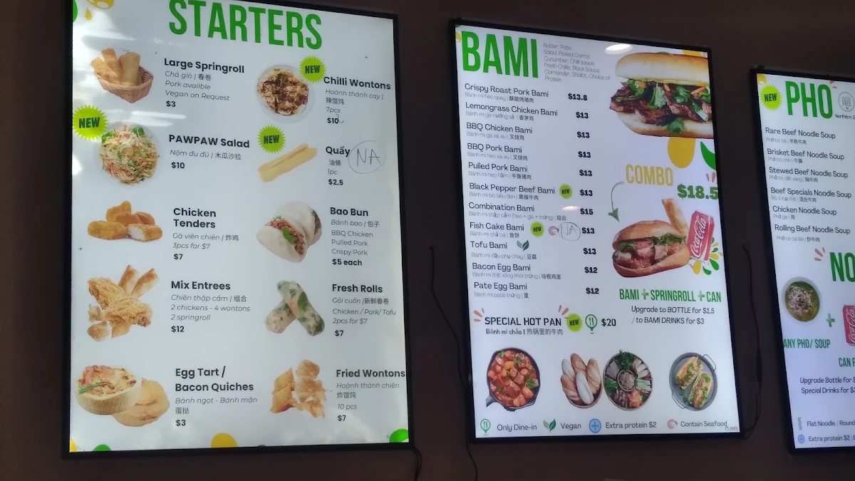 Menu, THE BAMI WINNELLIE